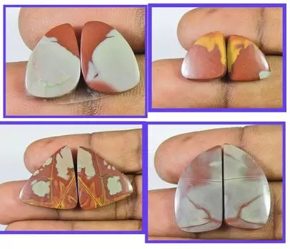 Лот из 4 пар кабошонов из натуральной яшмы Норина, 14–24 мм RQ-1021