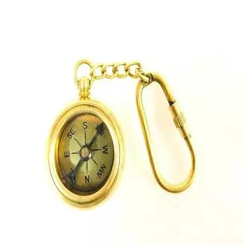 Лот из 50 латунных цепочек для ключей с компасом Мини-кольца для ключей с компасом