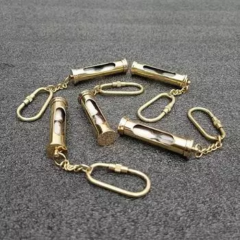 Лот из 5 латунных песочных часов с песочным таймером, подарочные цепочки для ключей, морские песочные часы, брелоки с песочным таймером, подарочные брелоки