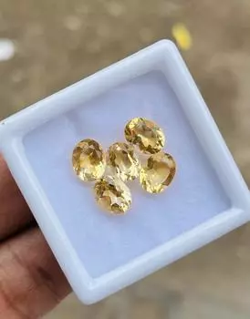 Лот из 5 натуральных цитринов овальной огранки, драгоценные камни, лечебные камни, камни для изготовления ювелирных изделий. 5 Pieces 6x4 MM Citrine