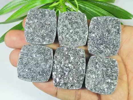 Лот из 6 драгоценных камней-кабошонов AAA Black Mica Druzy Octagon Shape 30-35MM RQ-2755