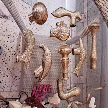 Лот из 9 латунных ручек трости, дизайнерские золотые наконечники трости без стержня, лучший подарок для нее, матери, отца, юбилея