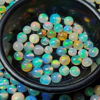 Лот из натуральных кабошонов из эфиопского опала круглой формы размером 7 мм, смешанный лот, лот из кабошонов опала, лот из драгоценных камней. 1 Piece 7 MM Round