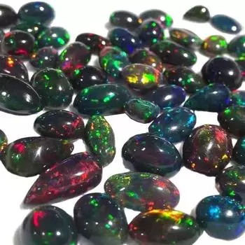 Лот кабошонов натурального эфиопского черного опала смешанной формы многоцветный многоцветный кабошон опалов 4 -6 MM 2 Carat 5-7 Pcs