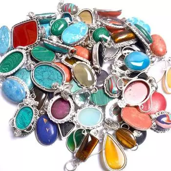 Лот подвески из натуральных и смешанных драгоценных камней, дизайнерская подвеска с покрытием из стерлингового серебра 925 пробы, загадочный набор подвесок, подвеска разных форм и размеров Mix Size синий