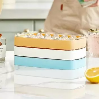 Лотки для кубиков льда, контейнер для хранения кубиков льда с силиконовым дном и крышкой, форма для льда, приспособление для приготовления шариков льда для кухонных гаджетов, аксессуары