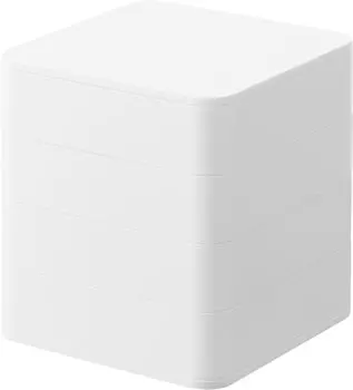 Лоток для аксессуаров Yamazaki Jitsugyo, 4-х уровневый, квадратный, белый, Ш9 x Г9 x В10 см, башня с крышкой, ящик для хранения аксессуаров 1753