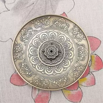 Лоток для благовоний Lotus с нитью и волокном Металлическая тибетская курильница для благовоний Лучше всего подходит для коллекционирования Небольшой домашний декор