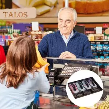 Лоток для денег в кассе с металлическим зажимом, 4 отделения, дизайн кошелька Cashier Secure, практичная замена вставки для кассового аппарата чёрный