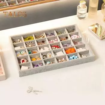 Лоток для хранения брошей, 30 отделений, большой вместительный органайзер с мягкой подкладкой и бусинами, магазин, домашний ящик для хранения колец, серег, ювелирных изделий, подвесок бежевый