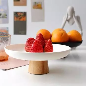 Лоток для хранения Деревянное основание Износостойкий сплошной цвет Легко чистящийся поднос для десертного стола для рабочего стола белый