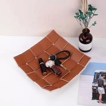 Лоток для хранения из искусственной кожи, водонепроницаемый, прочный, для домашнего офиса, многофункциональный, для часов, ювелирных изделий синий