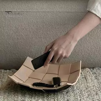 Лоток для хранения из искусственной кожи, водонепроницаемый, прочный, для домашнего офиса, многофункциональный, для хранения часов, ювелирных изделий, ключей, безделушек, тарелок, мисок, органайзеров, контейнеров чёрный