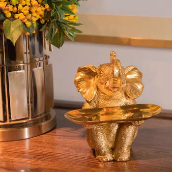 Лоток для хранения ключей, многофункциональный органайзер, центральный элемент для украшений, статуэтка слона из смолы для столешницы