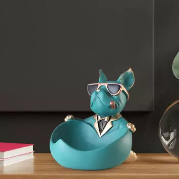 Лоток для хранения статуи собаки, конфетная фигурка, скульптура для домашней гостиной зелёный