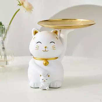 Лоток для хранения статуй, контейнер для конфет, органайзер для монет и телефонов, скульптура животного из смолы для домашнего декора серый