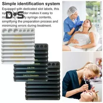 Лоток для инъекций для косметологов с 8 слотами, 7 сетками, прочный держатель для флаконов для профессиональных медсестер-косметологов, органайзер для хранения инъекторов золотистый/чёрный