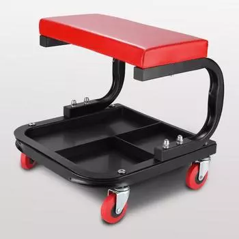 Лоток для инструментов для мастерской по ремонту автомобилей. Сиденье на колесиках. Универсальный верстак для ремонта автомобилей. Тяжелая тележка для инструментов на роликах. Ящик для инструментов. красный