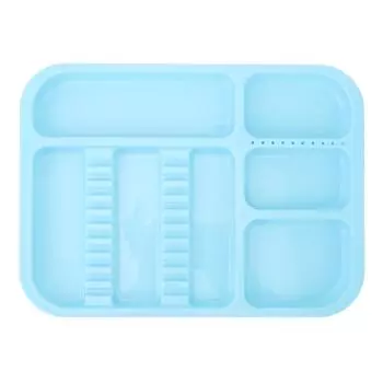 Лоток для инструментов для полости рта Разделенный Отдельный держатель для инструментов Пластиковый лоток для полости рта Синий