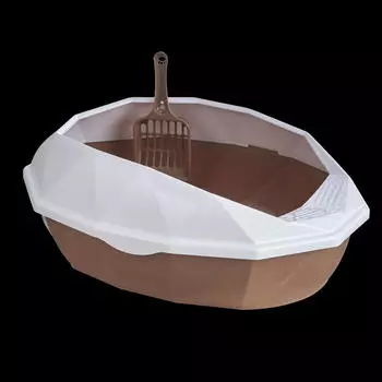 Лоток для кошачьего туалета с защитой от брызг и полой ложкой для котят большого размера синий