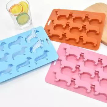 Лоток для кубиков льда для собак, 9-луночная форма для кубиков льда для щенков, силиконовая форма в форме таксы синий