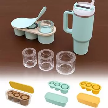 Лоток для кубиков льда Легко демонтируемая силиконовая форма для кубиков льда с крышкой Цилиндрический лоток для льда для стакана на 30-40 унций коричневый