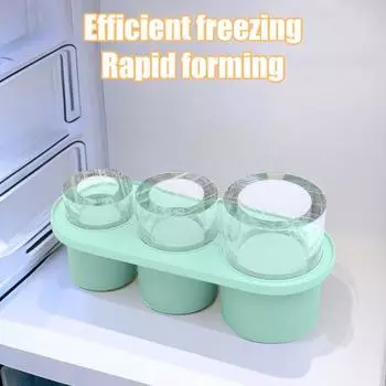 Лоток для кубиков льда Легко демонтируемая силиконовая форма для кубиков льда с крышкой Цилиндрический лоток для льда для стакана на 30-40 унций