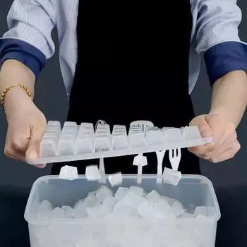 Лоток для кубиков льда с крышками. Контейнер для лопаток. 32 полости. Поворотный выпуск. Штабелируемая форма для кубиков льда. Создатель кубиков льда для коктейлей, газированных напитков, кофе. Кухонные гаджеты. Four Layer