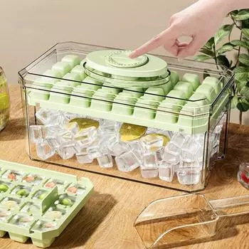 Лоток для кубиков льда с крышкой, контейнер для льда, совок для льда, 32 полости, машина для изготовления кубиков льда для морозильной камеры, легко снимается, сделай сам B