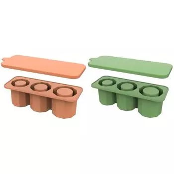 Лоток для кубиков льда с крышкой Силиконовые формы для кубиков льда для чашек на 30-40 унций (амбра) #F