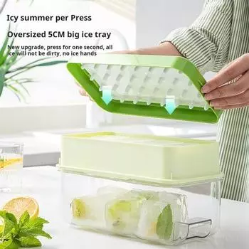 Лоток для кубиков льда с крышкой, быстросъемная квадратная форма для кубиков льда большого размера для коктейлей, виски, штабелируемая гибкая льдогенератор, кухня, бар, ресторан Dual Layer синий