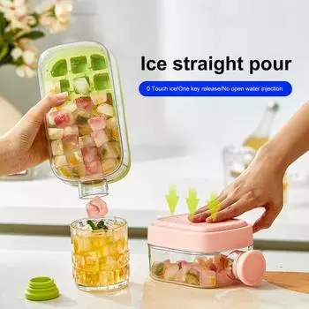 Лоток для льда с крышкой, эффективная форма для приготовления льда для морозильника, легкое извлечение, бесконтактная заливка кубиков льда для напитков, кофе, коктейлей 500ML белый