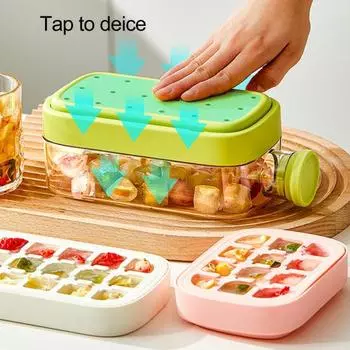 Лоток для льда с крышкой для морозильника, многоразовый вертикальный льдогенератор для быстрого приготовления льда, бесконтактное открывание, простая пресс-форма для льда для коктейлей из виски 500ML белый