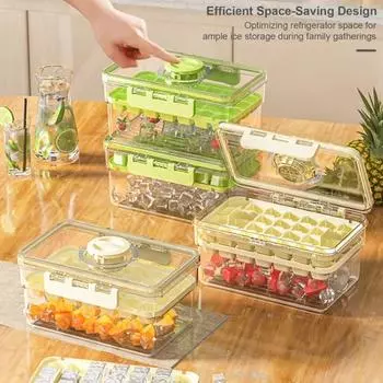 Лоток для льда с крышкой, двухслойный генератор кубиков льда для морозильной камеры, 28/56 полостей, кубики, пищевая форма для льда Dual Layer зелёный