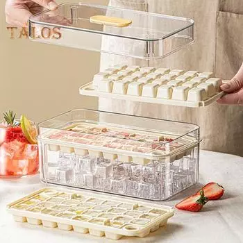 Лоток для льда с крышкой, контейнер для морозильной камеры, форма для кубиков льда, устойчивые к разливу, легкосъемные формы для льда для виски, коктейля, чая, кофе, уплотнитель для приготовления кубиков льда Single Layer белый