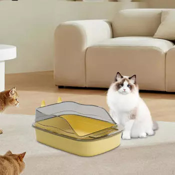 Лоток для мусора, горшок для котенка, туалет, мультяшный образ, кошачий лоток жёлтый