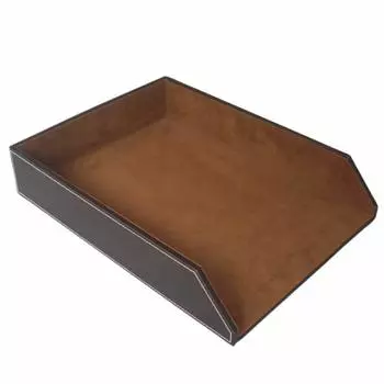 Лоток для писем формата А4 из искусственной кожи G-MODELL (коричневый) коричневый