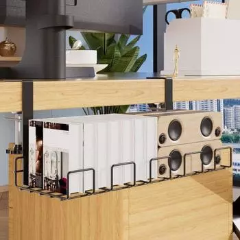 Лоток для прокладки кабелей под столом, регулируемый компьютерный стол, удлинитель для проводов, органайзер для шнура, металлический стеллаж для хранения для домашнего офиса белый