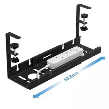 Лоток для прокладки кабелей под столом. Выдвижной органайзер для шнура. Органайзер для проволоки без сверления. Держатель кабеля. Лоток с зажимом. Металлическая корзина.