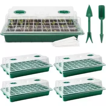 Лоток для семян из 4 штук, большие лотки для теплицы для выращивания садовых растений, цветов, овощей, трав, саженцев 4-Pack
