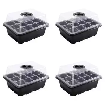 Лоток для семян с 12 отверстиями и влагозащитным куполом для суккулентов (черный) Хайсс