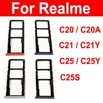Лоток для SIM-карты для Realme C20 C20A C21 C25 C21Y C25Y C25S, двойной слот для SIM-карты, держатель адаптера, запасные части Realme C25Y-Glacier Blue