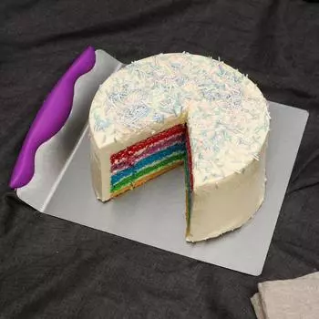 Лоток для торта из нержавеющей стали, переносная лопатка, движущаяся пластина для торта, инструмент для выпечки хлеба, лезвие для пиццы, подъемник, лопатка, скребок для кондитерских изделий, формы для выпечки фиолетовый