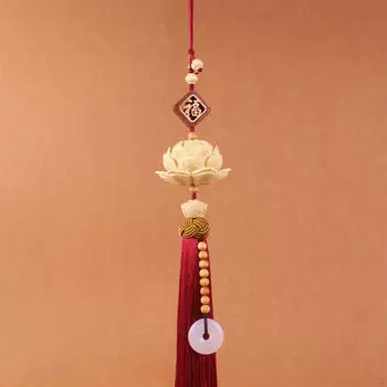 Лотос автомобильный кулон зеркало заднего вида декоративное универсальное резьба по дереву китайский декор фэн-шуй кофейный