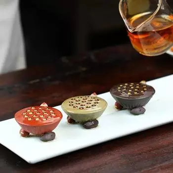 Лотос Чайный питомец Фен-шуй Статуэтка Изменение цвета Фиолетовый Глиняные Украшения Скульптуры Чайных Питомцев Настольный Декор для Обеденного Стола Гостиной Офиса зелёный