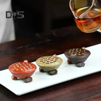 Лотос Чайный питомец Фен-шуй Статуэтка Изменение цвета Фиолетовый Глиняные Украшения Скульптуры Чайных Питомцев Настольный Декор для Обеденного Стола Гостиной Офиса зелёный