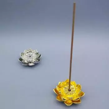 Лотос форма благовония палочка держатель горелки пластина сандалового дерева курильница домашний декор серебряный