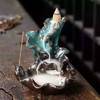 Лотос Водопад Противоток Ручной Работы Курильница Для Благовоний Подставка Для Кадила Декор Подарок 10.6X10.3X11.5cm