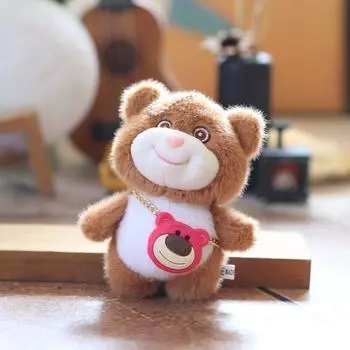 Lotso Cartoon Cute Style Bear Plushie Keychain Travel Bag Decor Kids Doll Gift