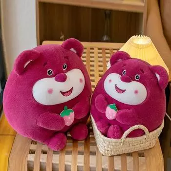 Лотсо Медведь Плюшевая Игрушка Прекрасная Мягкая Обнимающаяся Мультяшная Кукла Успокаивающая Игрушка Диван Подушка Орнамент Клубничный Медведь Плюшевая Мягкая Кукла Подушка На День Рождения S